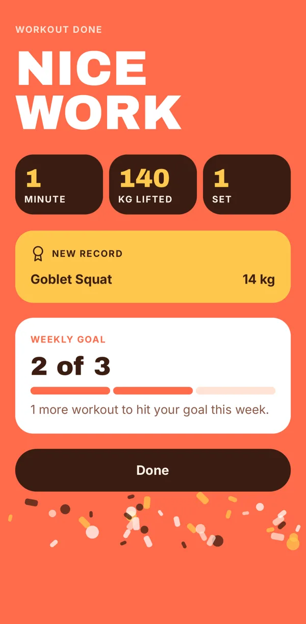 The finish screen celebrating a new record